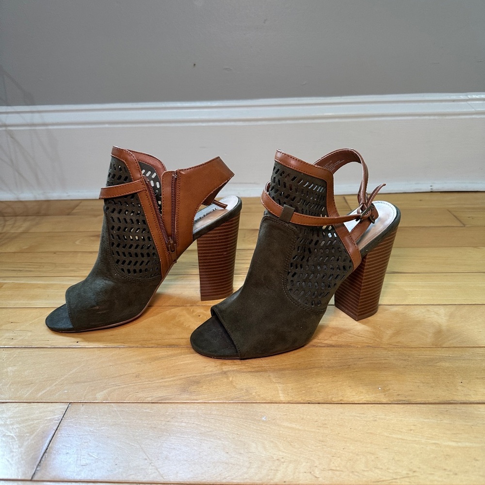 Army Green Suede Heels